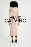 Long Tricot Cardigan w/ Fin Fur (Pink)