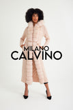 Long Tricot Cardigan w/ Fin Fur (Pink)