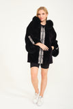 Alcboll Fox Black Alcantara Fur Trimmed Coat - Milano Calvino image 8