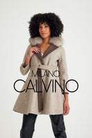 -CLARA- Alpaka Wool Jacket W/ Fox Fur Collar (Beige)