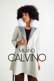 -CLARA- Alpaka Wool Jacket W/ Fox Fur Collar (White)