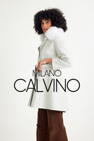 -CLARA- Alpaka Wool Jacket W/ Fox Fur Collar (White)