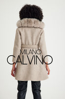 -CLARA- Alpaka Wool Jacket W/ Fox Fur Collar (Beige)