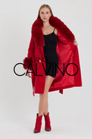 -DOBLE- Cashmere Coat w/ Fur ( Red )