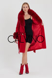 -DOBLE- Cashmere Coat w/ Fur ( Red )