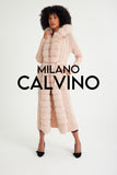 Long Tricot Cardigan w/ Fin Fur (Pink)