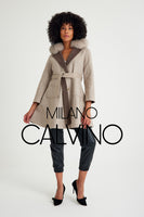 -CLARA- Alpaka Wool Jacket W/ Fox Fur Collar (Beige)