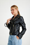 Crocodile Design - X1O - Genuine Leather Jacket (Black & Gold)