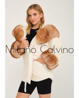 ALCBOLL White Alcantara Coat W/ Red Fox Fur