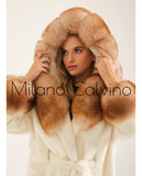 ALCBOLL White Alcantara Coat W/ Red Fox Fur