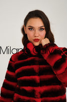 Women Chincilla Rexx Short Jacket (Fire Red)