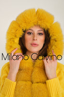 Long Tricot Cardigan w/ Fin Fur (Yellow)