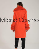 -DOBLE- Cashmere Coat w/ Fur ( Orange )