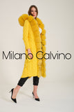 Long Tricot Cardigan w/ Fin Fur (Yellow)