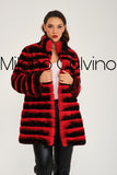Women Chincilla Rex Long Jacket (Fire Red)