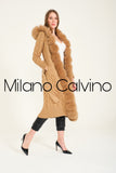 Long Tricot Cardigan w/ Fin Fur (Beige)