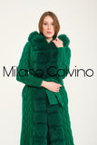 Long Tricot Cardigan w/ Fin Fur (Green)