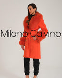 -DOBLE- Cashmere Coat w/ Fur ( Orange )