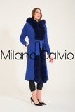 Long Tricot Cardigan w/ Fin Fur (Dark Blue)