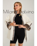 ALCBOLL White Alcantara Coat W/ Snake Leateher And Mink Fur