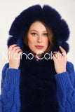 Long Tricot Cardigan w/ Fin Fur (Dark Blue)