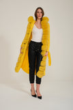 Long Tricot Cardigan w/ Fin Fur (Yellow)