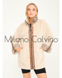 ALCBOLL Beige Alcantara Coat W/ Snake Leateher And Mink Fur