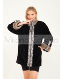 ALCBOLL Black Alcantara Coat W/ Snake Leateher And Mink Fur