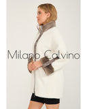 ALCBOLL White Alcantara Coat W/ Snake Leateher And Mink Fur