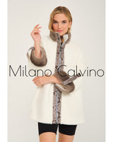 ALCBOLL White Alcantara Coat W/ Snake Leateher And Mink Fur