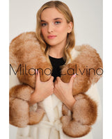 ALCBOLL White Alcantara Coat W/ Red Fox Fur