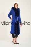 Long Tricot Cardigan w/ Fin Fur (Dark Blue)