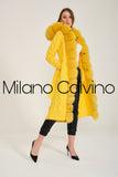 Long Tricot Cardigan w/ Fin Fur (Yellow)