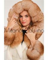 ALCBOLL White Alcantara Coat W/ Red Fox Fur