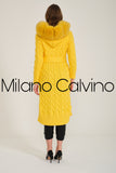 Long Tricot Cardigan w/ Fin Fur (Yellow)