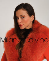 -DOBLE- Cashmere Coat w/ Fur ( Orange )