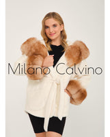 ALCBOLL White Alcantara Coat W/ Red Fox Fur