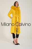 Long Tricot Cardigan w/ Fin Fur (Yellow)