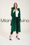 Long Tricot Cardigan w/ Fin Fur (Green)