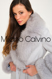 -DOBLE- Cashmere Coat w/ Fur ( Sky Blue )