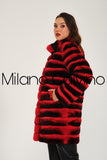 Women Chincilla Rex Long Jacket (Fire Red)