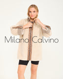 ALCBOLL Beige Alcantara Coat W/ Snake Leateher And Mink Fur