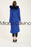 Long Tricot Cardigan w/ Fin Fur (Dark Blue)