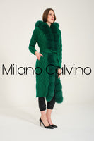 Long Tricot Cardigan w/ Fin Fur (Green)
