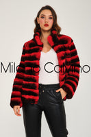 Women Chincilla Rexx Short Jacket (Fire Red)