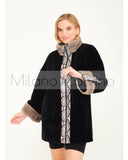 ALCBOLL Black Alcantara Coat W/ Snake Leateher And Mink Fur