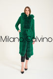 Long Tricot Cardigan w/ Fin Fur (Green)