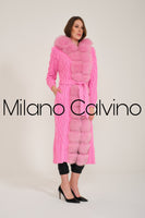 Long Tricot Cardigan w/ Fin Fur (Gum Pink)