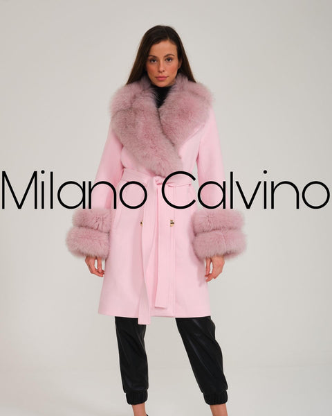 DOBLE- Cashmere Coat w/ Fur Pink – Milano Calvino Shop