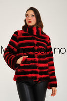 Women Chincilla Rexx Short Jacket (Fire Red)